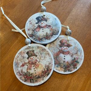 Festive Snowman Holiday Ornaments - Set of 3